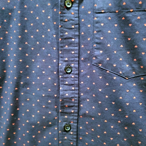 Old Navy Mini Heart Oxford Button Down Large Tall - Picture 7 of 9